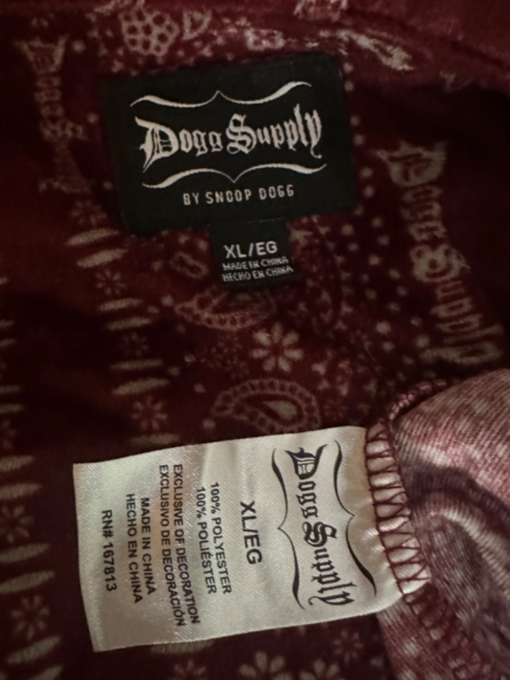 Dogg Supply Velour Long Sleeve Shirt XL Gently worn 100% polyester By Snoop Dogg - Picture 5 of 5